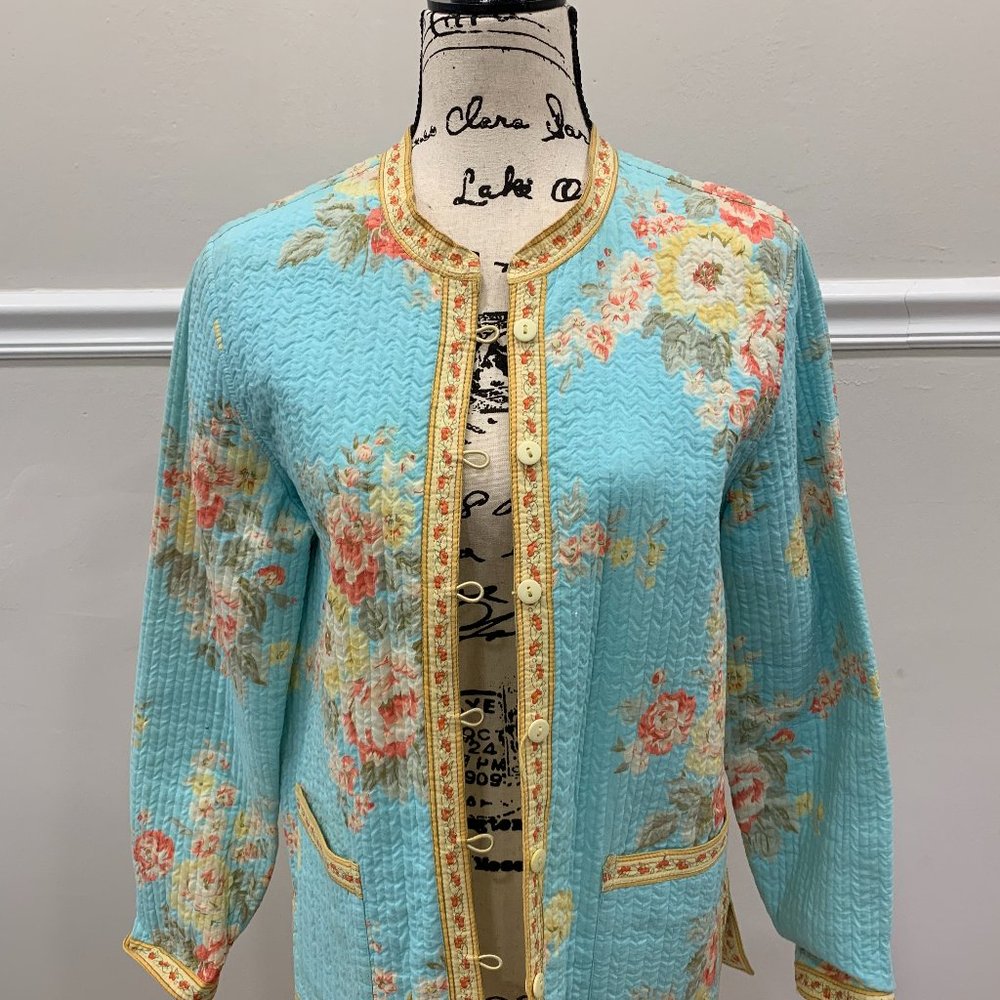 Gorgeous yellow and blue floral reversible blazer